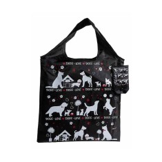Sacosa cumparaturi poliester alb negru Pisicute cm 37 x 54 H, 12 L