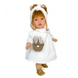 Papusa Nines D Onil, Susette Plumeti, cu parul roscat, cu sunete, cu rochie alba, cu miros de vanilie, 45 cm, Nines D&#039;onil