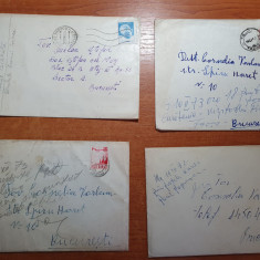 lot 1 - 4 plicuri circulate prin posta -in toate sunt si scrisori-anii '70 - '80