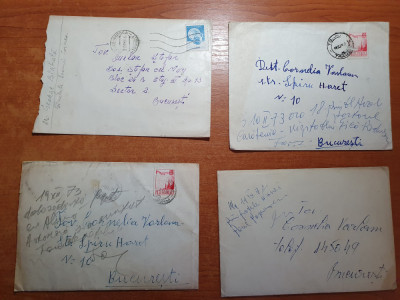lot 1 - 4 plicuri circulate prin posta -in toate sunt si scrisori-anii &amp;#039;70 - &amp;#039;80 foto