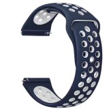 Curea silicon, compatibila Huawei Watch Fit 3, adaptor inclus, telescoape Quick Release, Albastru/Alb