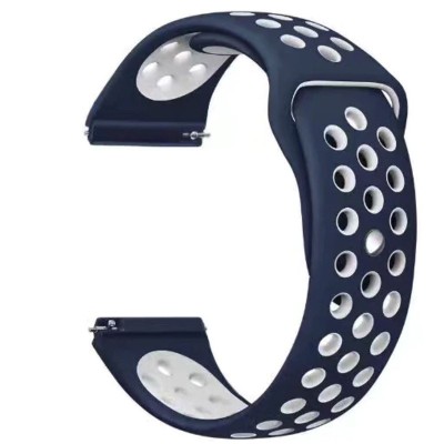 Curea silicon, compatibila Huawei Watch Fit 3, adaptor inclus, telescoape Quick Release, Albastru/Alb foto