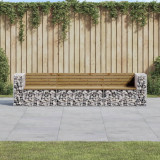 Banca gradina design gabion, 287x71x65,5 cm, lemn pin impregnat