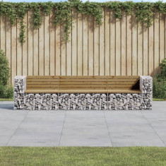 Banca gradina design gabion, 287x71x65,5 cm, lemn pin impregnat foto