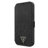 Husa TPU Guess Saffiano V Stitch pentru Apple iPhone 12 / Apple iPhone 12 Pro, Neagra GUFLBKP12MVSATMLBK