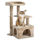 Ansamblu de joaca cu 3 niveluri pentru pisici, 45x40x78cm, Bej, CMCLASS