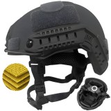 Cască tactică balistică FAST NIJ IIIA, Rezista la proiectile de 9mm, .357 SIG și .44 Magnum, Decupaj &icirc;nalt pentru accesorii, compatibila NVG, Șină FAS