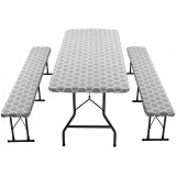 Husa pentru set mobilier gradina, 1 masa si 2 banci, impermeabila, 76x183cm, gri Household NewTrend