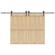 Set feronerie pentru uși glisante, negru, 366 cm, oțel foto