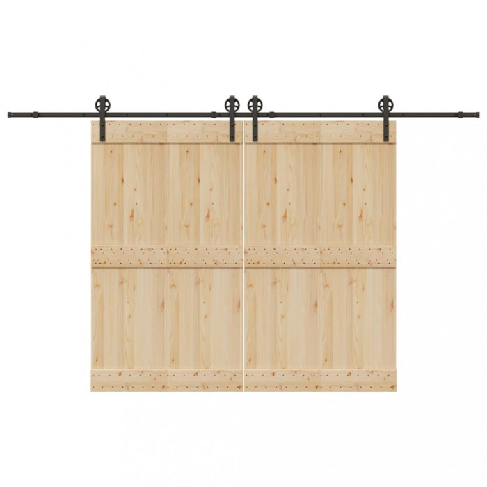 vidaXL Set feronerie pentru uși glisante, negru, 366 cm, oțel