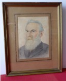 TABLOU VECHI SEMNAT SI DATAT 1953 PORTRET, ACUARELA