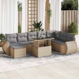 vidaXL Set canapele de grădină, 9 piese, cu perne, bej, poliratan 3326690