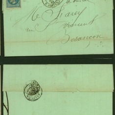 France 1869 Postal History Rare Old Cover Paris to Besancon DB.518