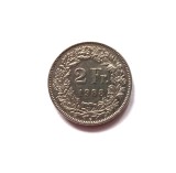 Elvetia 2 Franci Francs 1988 km # 21a moneda cupru nichel tiraj mic, Europa