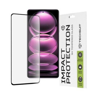 Folie pentru Xiaomi Redmi Note 12 Pro 5G / 12 Pro+ / Poco X5 Pro - Techsuit 111D Full Cover / Full Glue Glass - Black foto