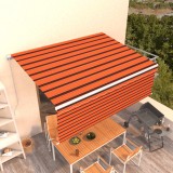 VidaXL Copertină retractabilă manual cu stor, portocaliu&amp;maro, 4x3 m