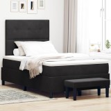 vidaXL Pat cu arcuri cu headboard Negru 200 x 120 cm Catifea 3344506