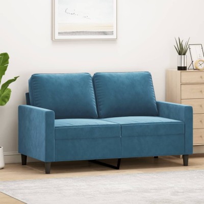 vidaXL Canapea cu 2 locuri, albastru, 120 cm, catifea foto