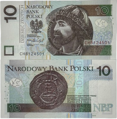 POLONIA 10 ZLOTI ZLOTYCH 2016 UNC [1] P- 183b , necirculata foto