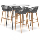 VidaXL Set mobilier de bar, 5 piese, alb și gri