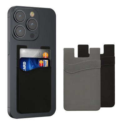 Set 3 Card pocket Kwmobile pentru telefoane, Negru/Gri, Silicon, KWM000020KG002C foto