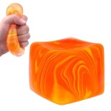 Cumpara ieftin Jucarie antistres portocaliu 3.5 x 3.5 x 3.5 cm, cub squishy cu revenire lenta, fidget senzorial din TPR, pentru copii si adulti