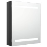 Cumpara ieftin Dulap de baie cu oglinda si LED, negru stralucitor, 50x14x60 cm