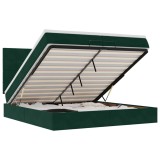 Cumpara ieftin Cadru de pat otoman cu saltele Verde inchis 200x200cm catifea