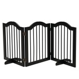 PawHut Barieră de siguranță barieră modulabilă pliabilă pentru animale de companie cu picior de suport MDF lemn masiv 154,5 x 61 cm negru | Aosom Roma