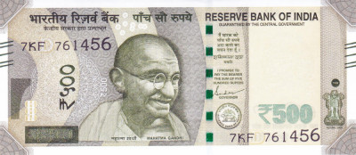 Bancnota India 500 Rupii 2022 - P114 UNC ( litera D ) foto