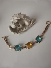 REDUCERE-Bratara inox placata aur galben si cristale Swarovski colier foto