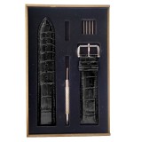 Set Curea De Ceas Neagra Cu Extractor Si Telescoape 12mm 14mm 16mm 18mm 20mm