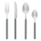 Set Tac&acirc;muri, 12 Buc, Oțel Inoxidabil, M&acirc;ner Plastic Gri Cu Modele Albe