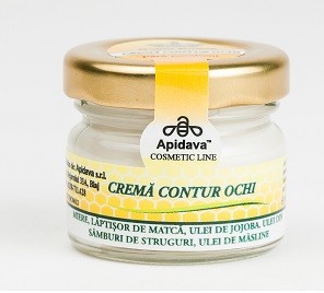 Crema contur ochi cu miere, lapt.matca,ul.jojoba,ul.struguri 30ml apidava foto