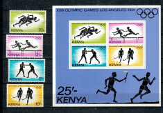 Kenya 1984 - Jocurile Olimpice, serie+colita neuzata foto