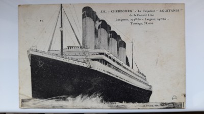 1924-C.P.circ.-Aquitania pachebot-emigratia romana foto