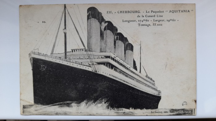 1924-C.P.circ.-Aquitania pachebot-emigratia romana