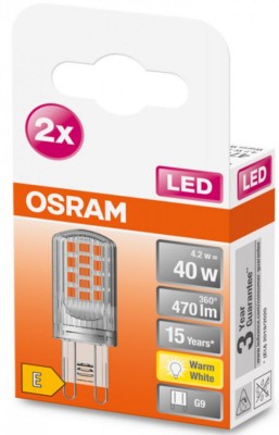 Ledpin40 cl 4,2w/827 230v g9 fs2 osram foto