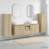 Cumpara ieftin Set dulap baie 5 buc. Stejar Sonoma 136 x 35 x 80 cm