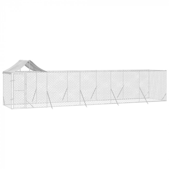 Padoc exterior cu acoperis argintiu 10x2x2,5 m otel galvanizat GartenMobel Dekor