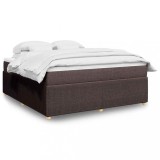 VidaXL Pat continental cu saltea maro &icirc;nchis 180x200cm material textil