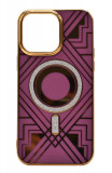Husa Luxury Glitter tip MagSafe cu insertii aurii pentru Apple iPhone 14 Plus, Mov
