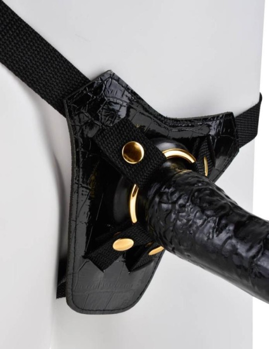 Strap-On Designer Deluxe, Negru, 19 cm