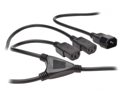 Cablu de Alimentare IEC C13 x2 la IEC C14 1.7m Negru 10A 250V foto