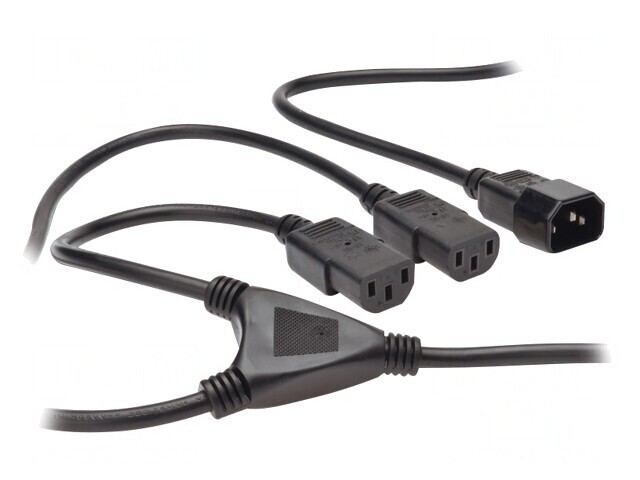 Cablu de Alimentare IEC C13 x2 la IEC C14 1.7m Negru 10A 250V