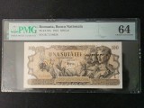 Bancnota 100 lei Decembrie 1947, Filigran rar BNR Orizontal, in grad PMG 64