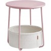 Masuta Rotunda Living/Dormitor Leobert, 45x50cm, PAL, Otel, Roz/Alb, cu Cos Depozitare Arttool, Multifunctionala, Design Modern