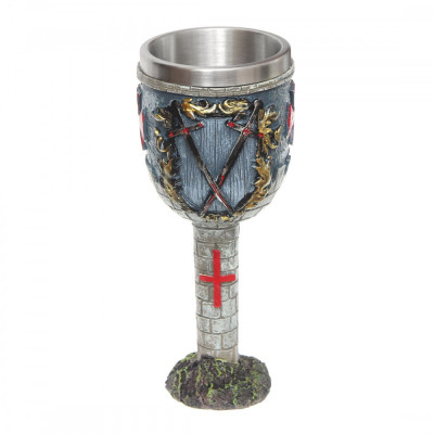 Pocal Medieval Templar Castle 18cm 200ml decorat 360grade Tole 10 39384 foto