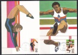 SUA 1983 - Jocurile Olimpice - Los Angeles, 4 Cartoane Filatelice, 2 Poze, Stampilat