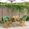 vidaXL Set mobilier bistro, 3 piese, textil model frunze/lemn masiv 3281884